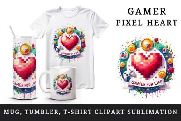 Gamer Pixel Heart Mug Wrap Clipart Png: The Ultimate Design Resource for Retro Gaming Enthusiasts and Creators