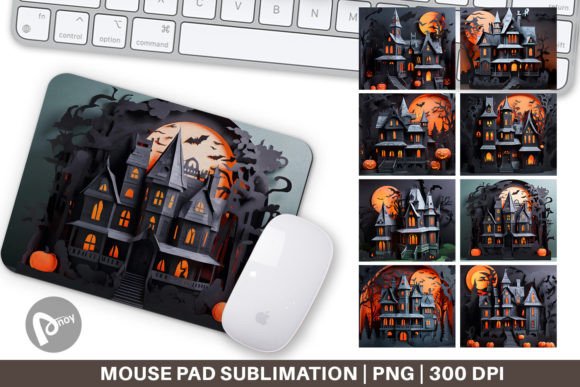 Mouse Pad 3D Paper Haunted House